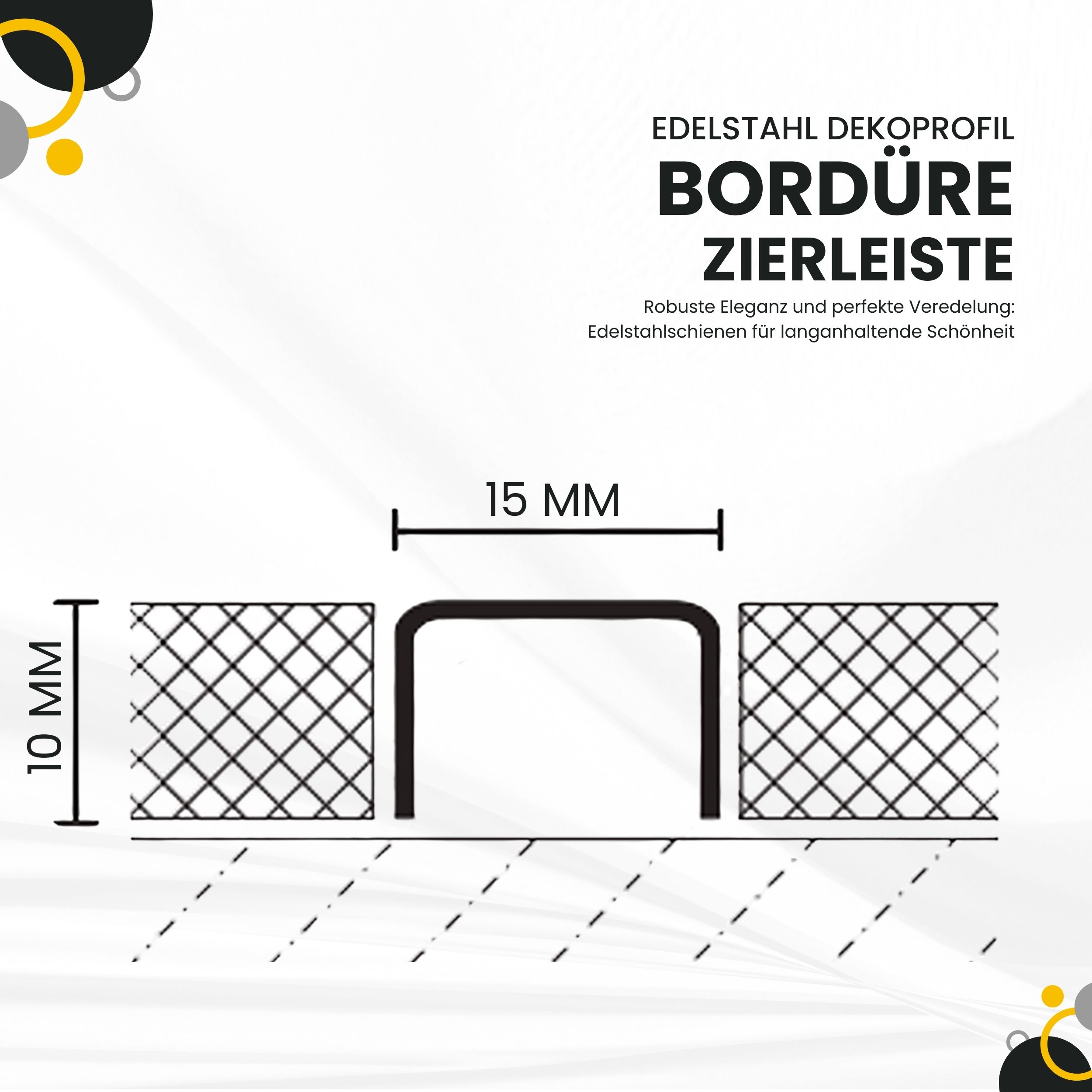 U Profil Edelstahlschiene Bordüre Fliesenschiene Edelstahl V2A L250cm H15mm gebürstet U Profil Edelstahlschiene Bordüre Fliesenschiene Edelstahl V2A L250cm H15mm glänzend