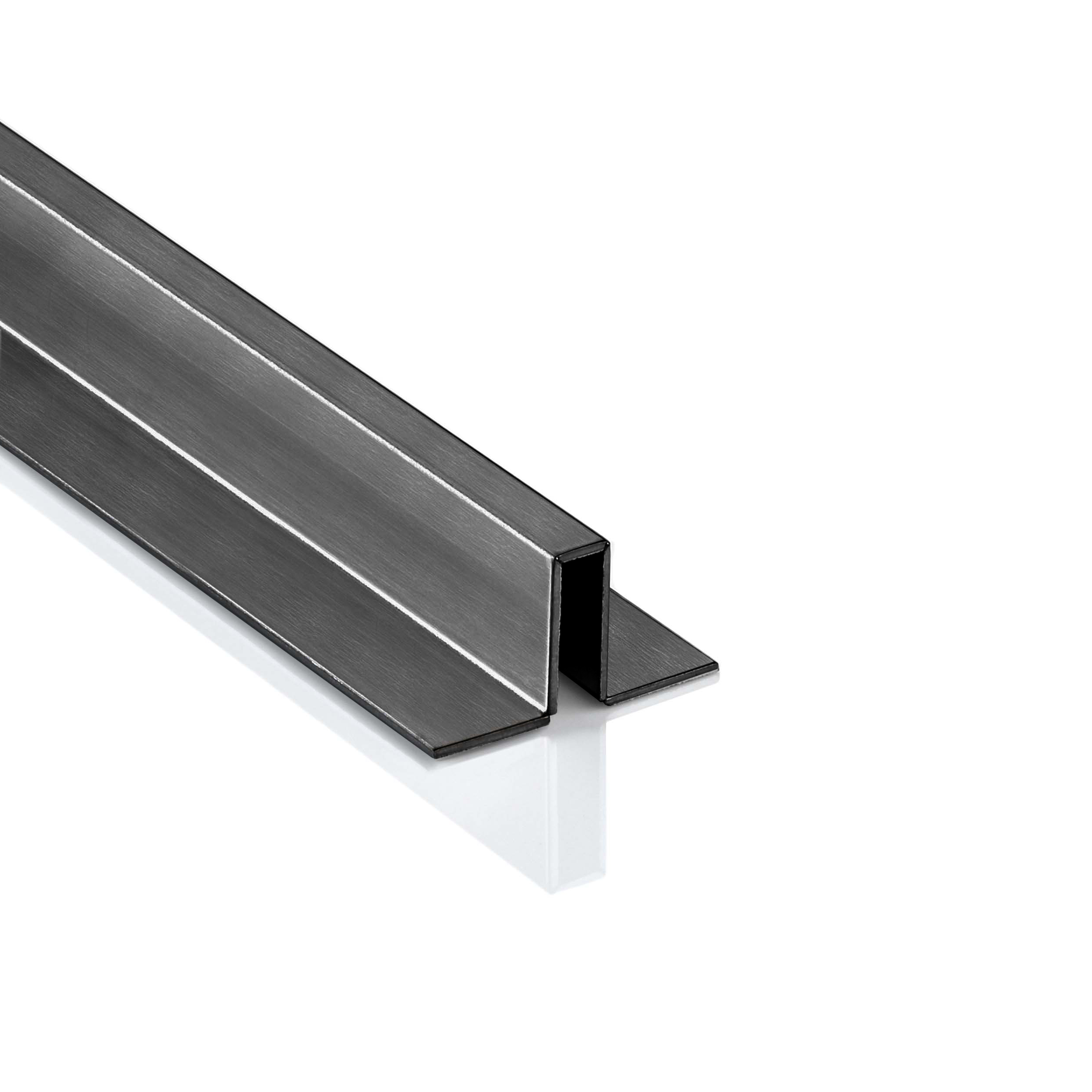 Slim-Line U-Profil Bordüre mit Schenkel Fliesenschiene Edelstahl V2A L250cm H12 schwarz anthrazit gebürstet