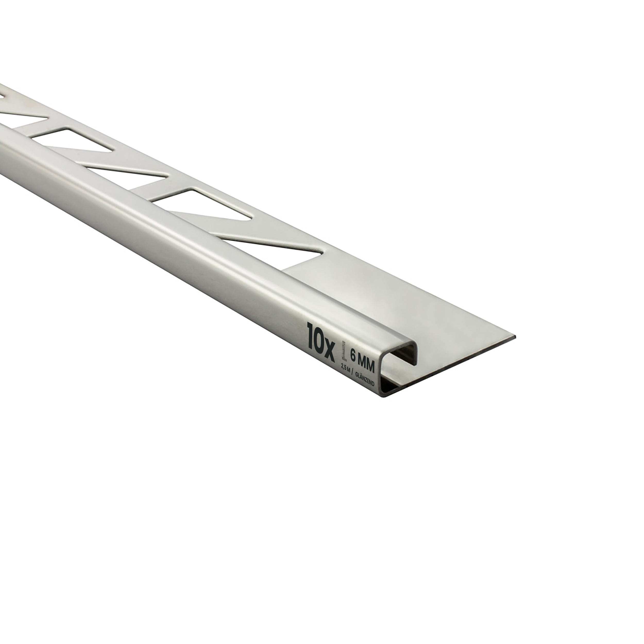 10x Quadrat-Profil Edelstahlschiene Fliesenprofil Fliesenschiene L250cm 6mm glänzend