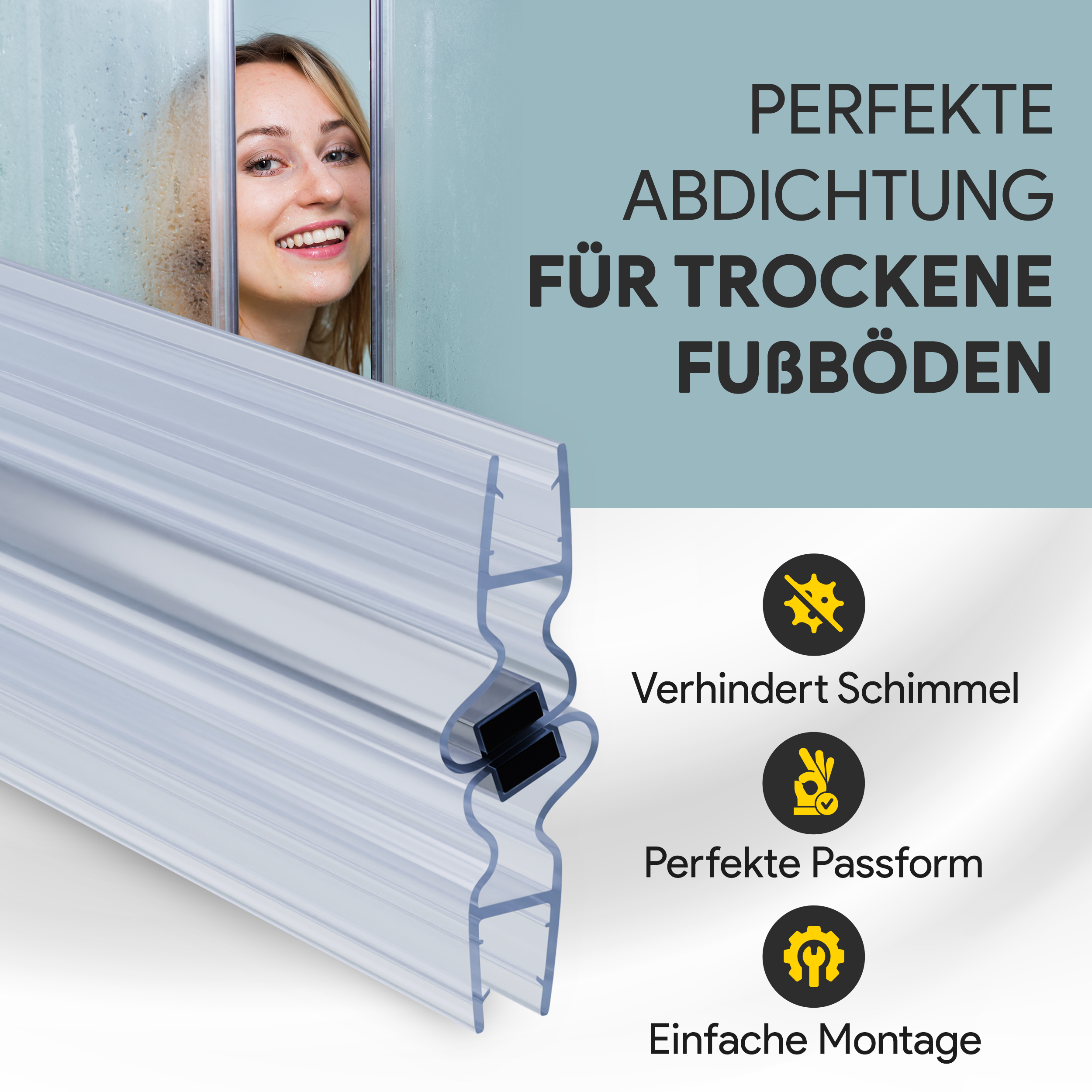Duschdichtung PVC Ersatzdichtung Duschkabine TYP-8 gerade 200cm Glasstärke 8mm