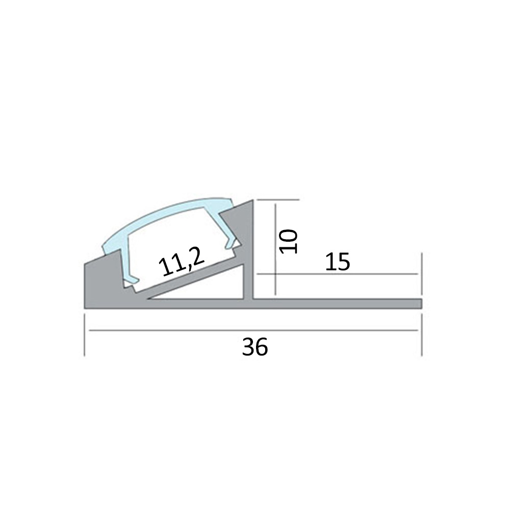 T77 LED Alu Fliesenprofil 12mm silber 30°