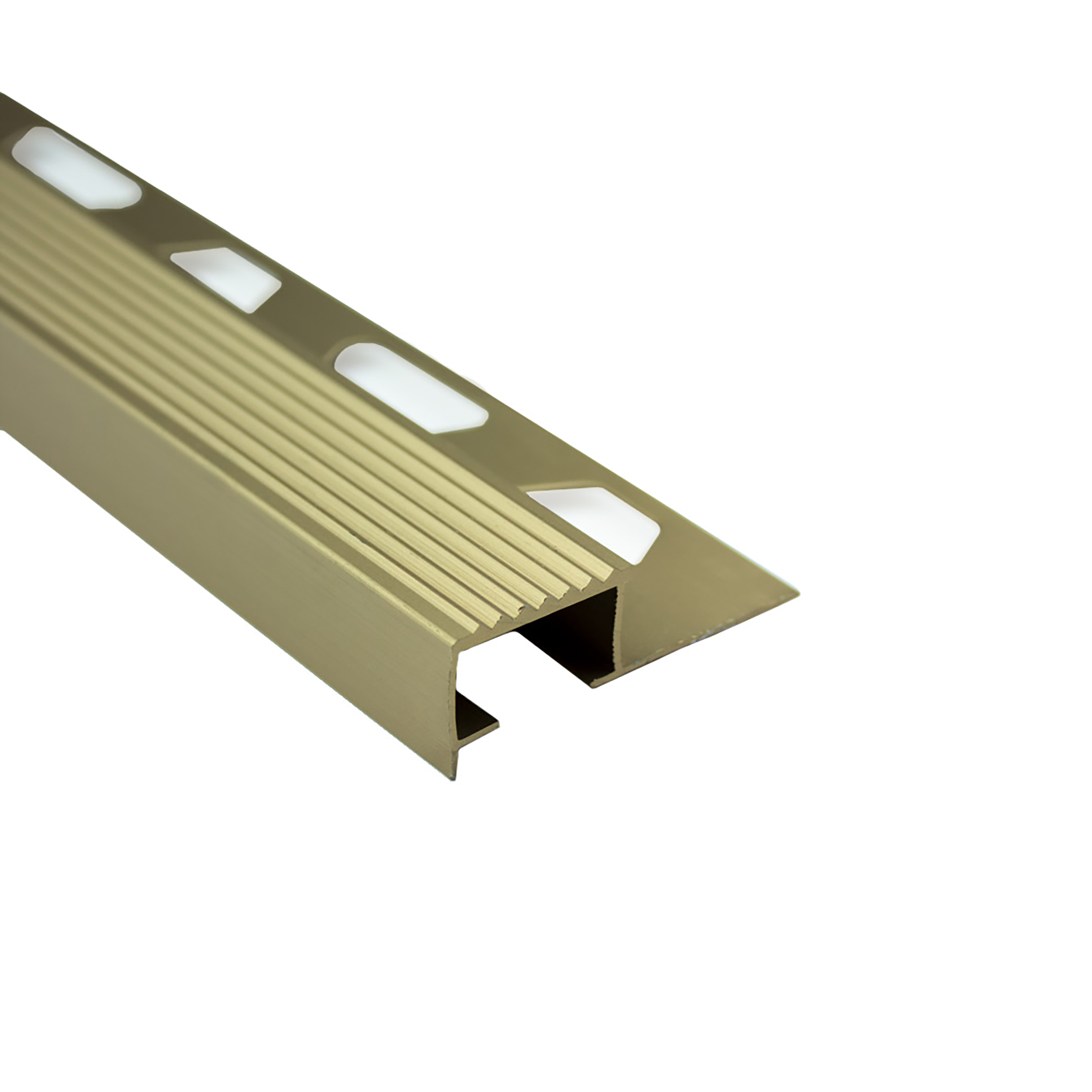 Alu Stufenprofil Fliesenschiene Profil Treppe Schiene matt L270cm H10mm gold Alu Stufenprofil Fliesenschiene Profil Treppe Schiene matt L270cm H10mm gold