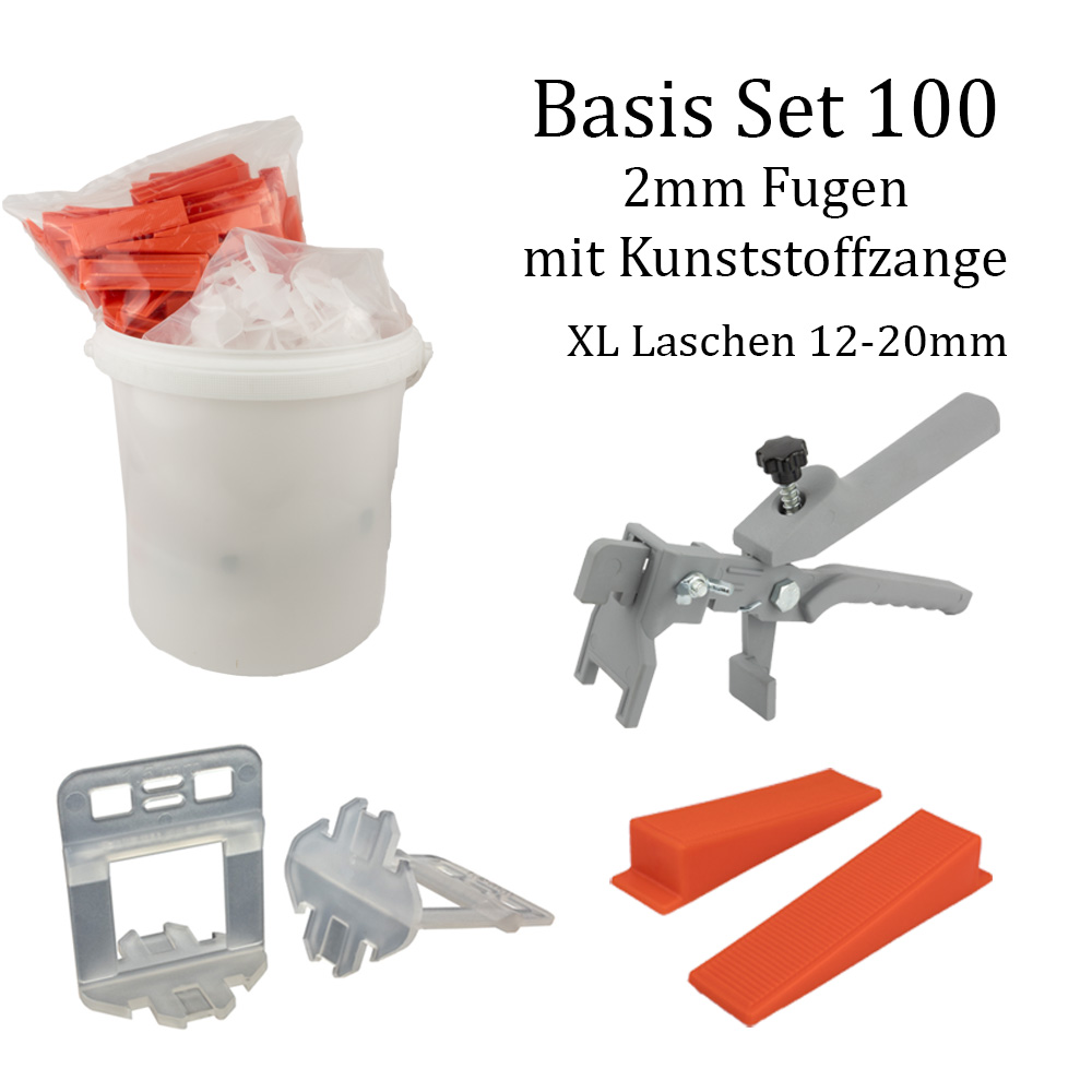 Nivelliersystem XL 2 mm Basis-Set 100L+100K+K-Zange