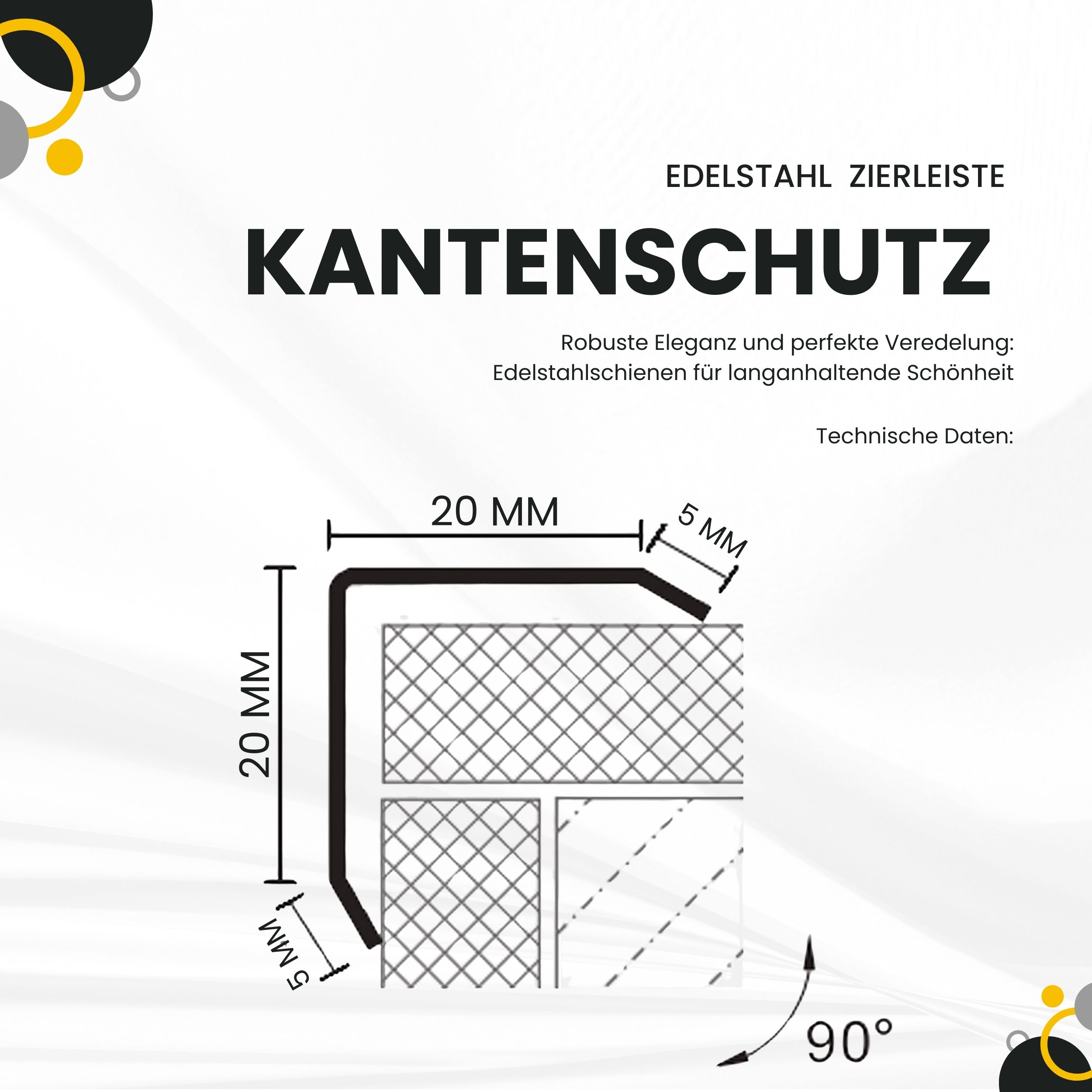 Kantenschutz Edelstahl Winkel 3-Fach gekantet Aussen V2A 250cm 25mm glänzend