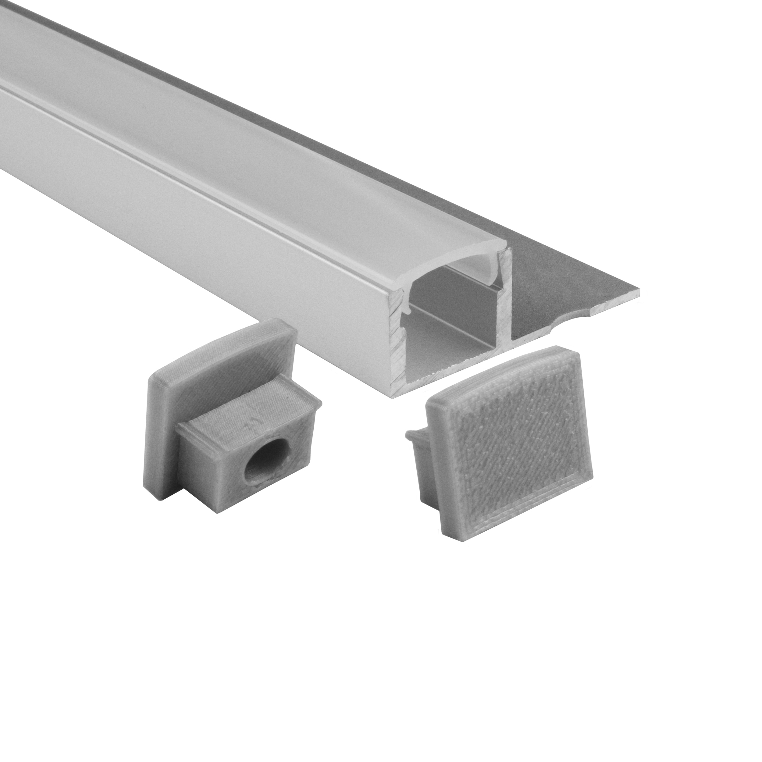 T77 LED Alu Fliesenprofil 10mm silber 2x Endkappen