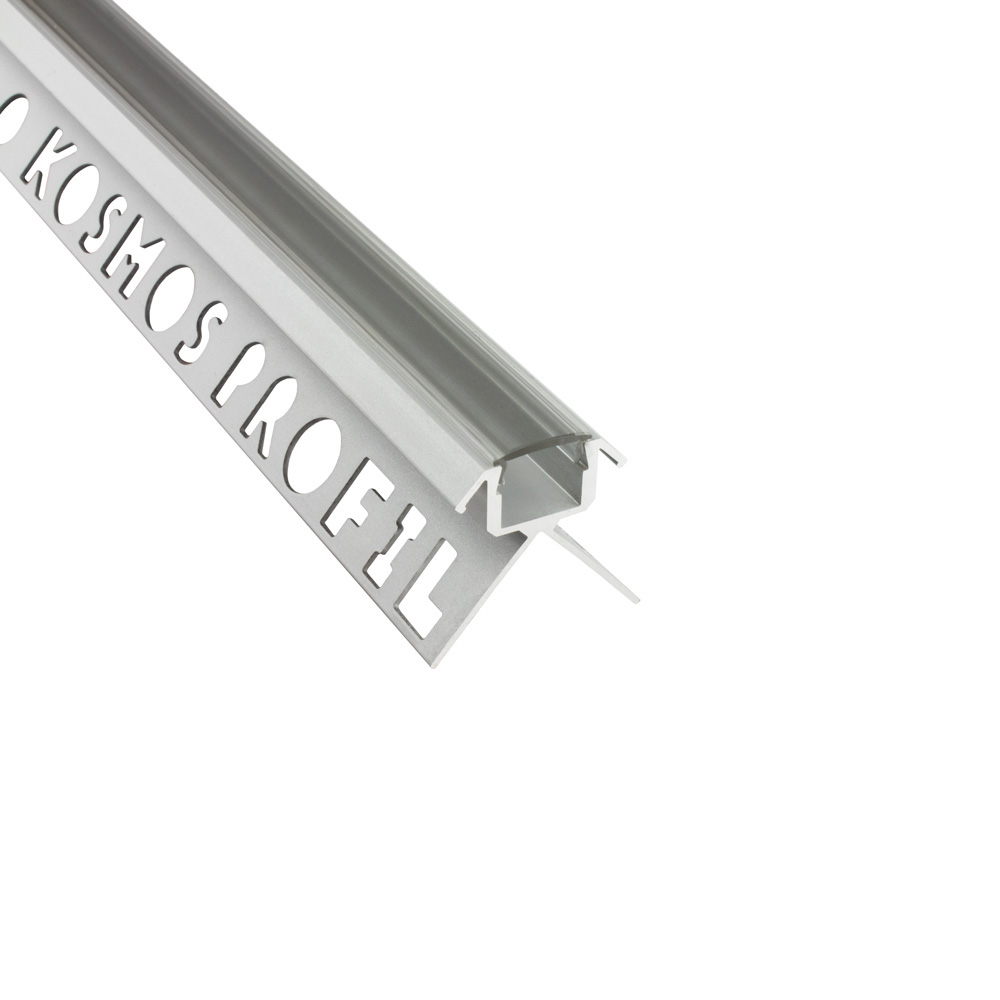 C-T77 LED Alu Fliesenprofil Ecke aussen 12mm silber 2m klar