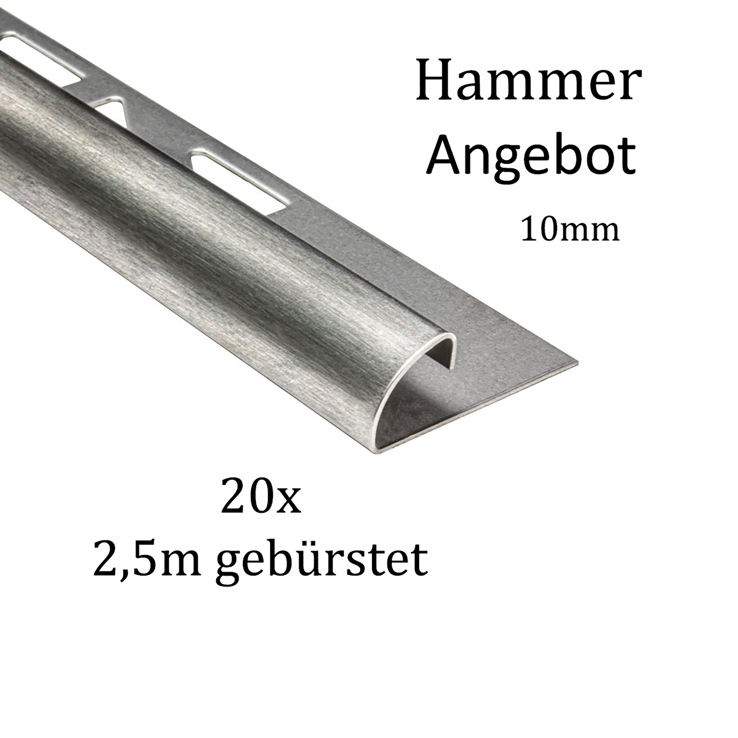 20x Viertelkreis Edelstahlschiene Fliesenschiene Fliesenprofil 50m 10mm gebürstet