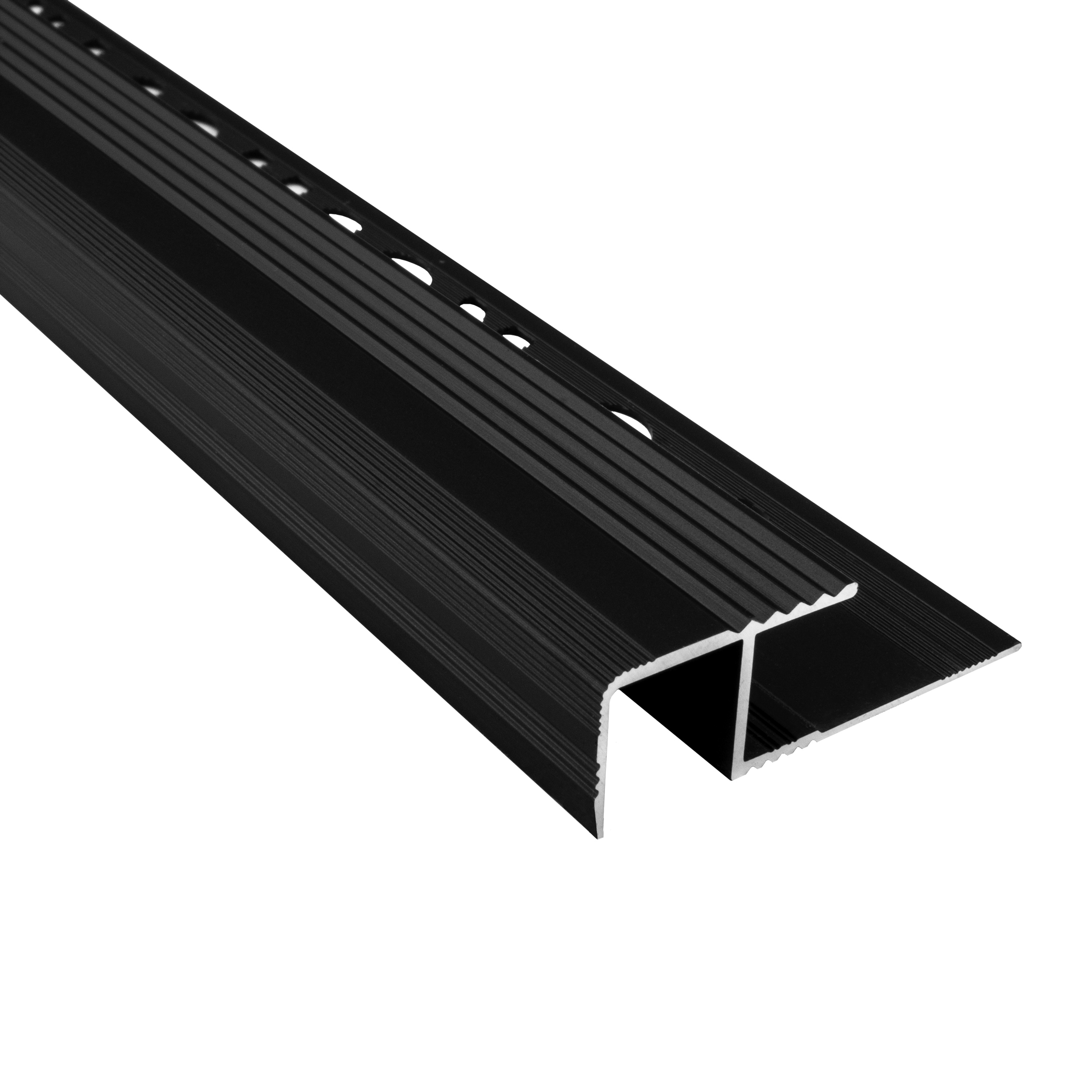 Alu Stufenprofil Fliesenschiene Profil Treppe Schiene matt L270 H10mm schwarz