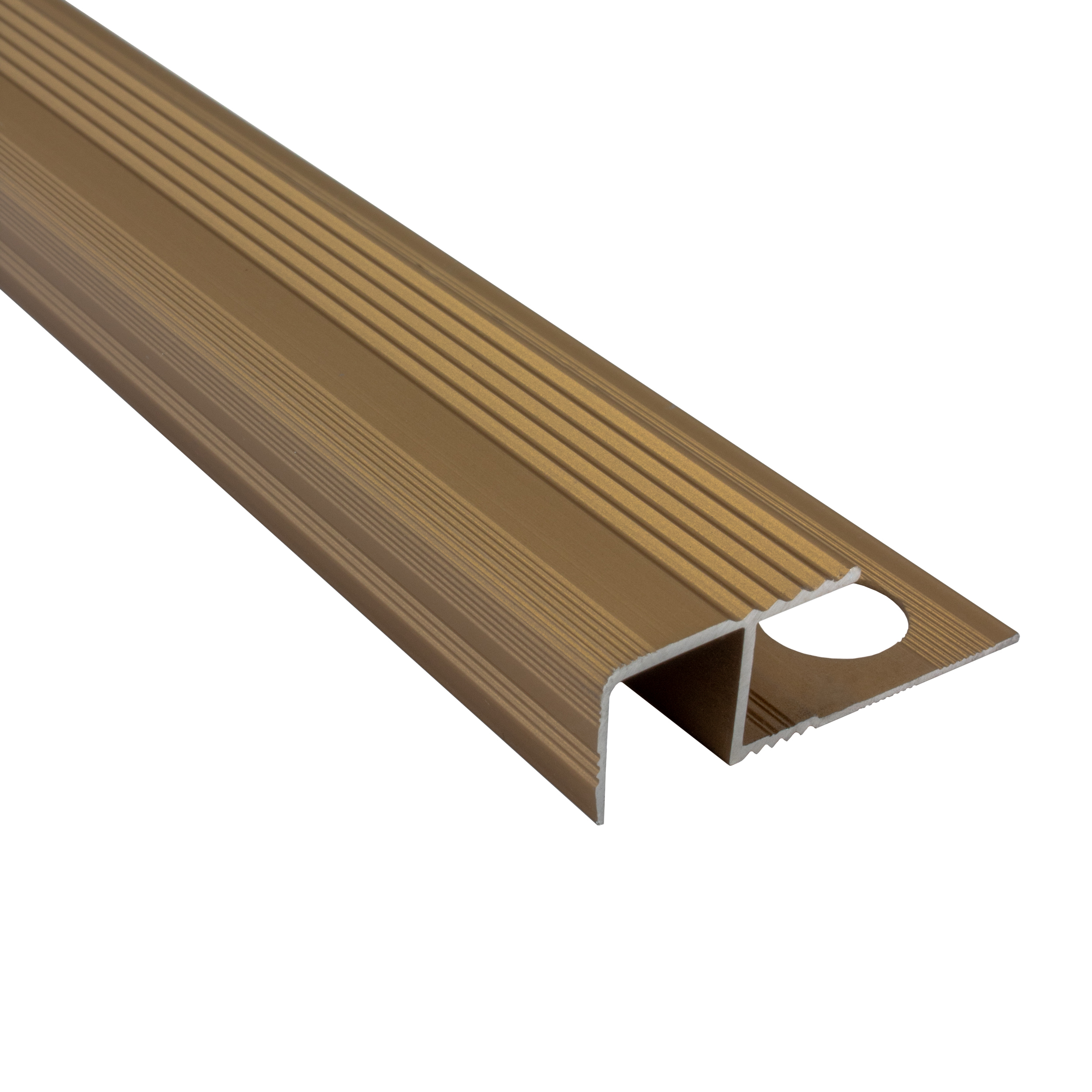 Alu Stufenprofil Fliesenschiene Profil Treppe Schiene matt L270 H10mm gold