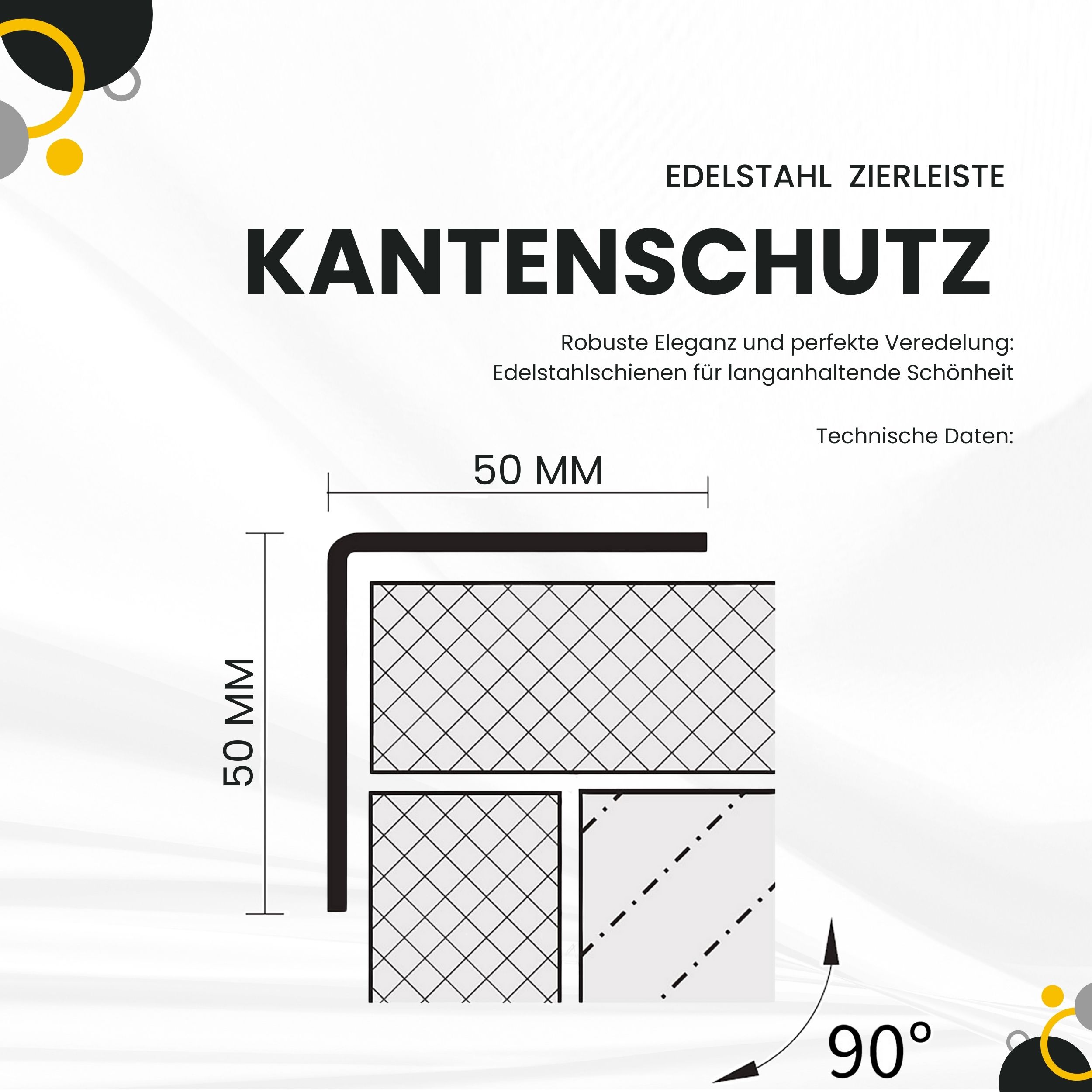 Kantenschutz Edelstahl Winkel Eckschutz Eckleiste Aussen V2A 2,5m 50mm gebürstet