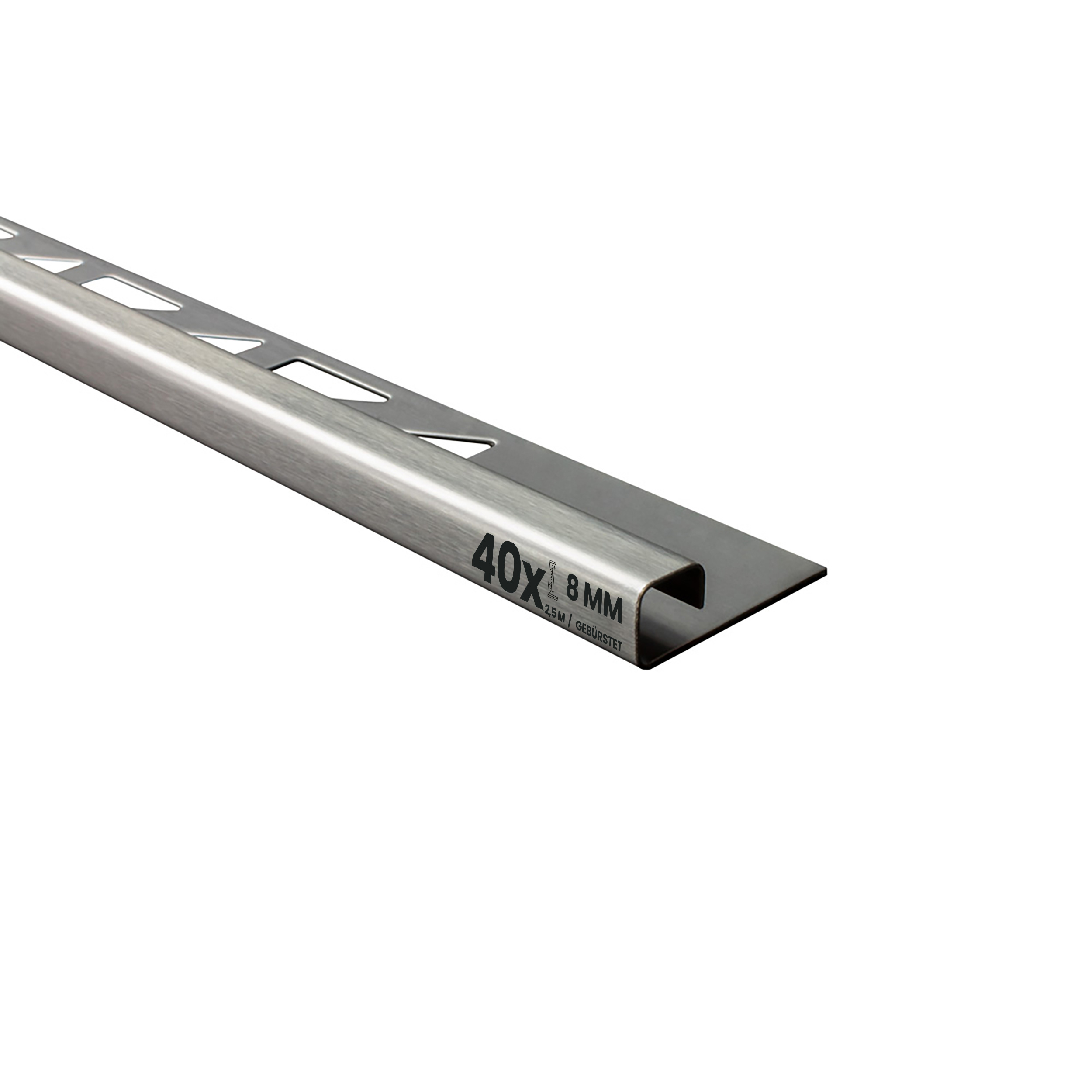 40x Quadrat Edelstahlschiene Fliesenprofil Fliesenschiene L250cm 8mm gebürstet 40x Quadrat Edelstahlschiene Fliesenprofil Fliesenschiene L250cm 8mm gebürstet