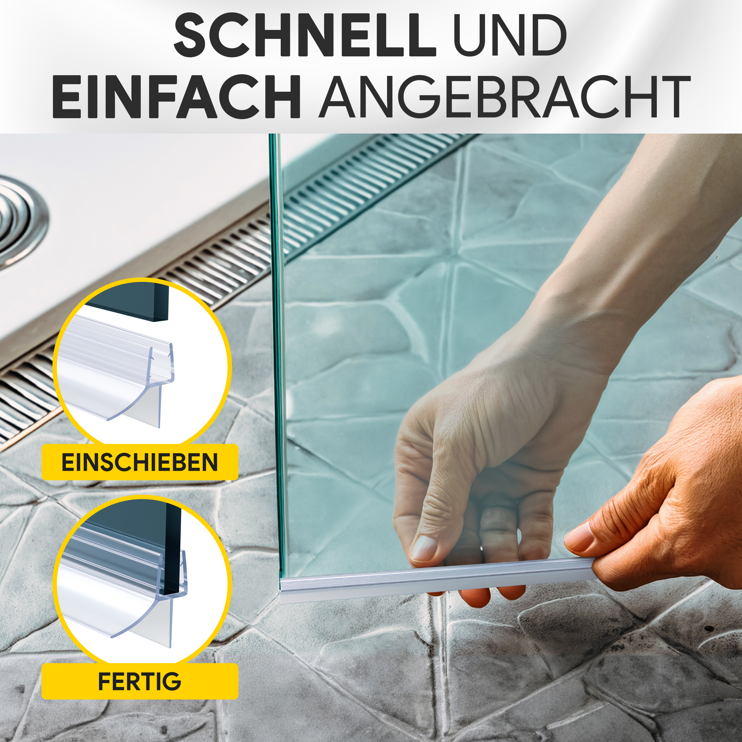 Duschdichtung PVC Ersatzdichtung Duschkabine Bad TYP-6 200cm Glasstärke 10mm