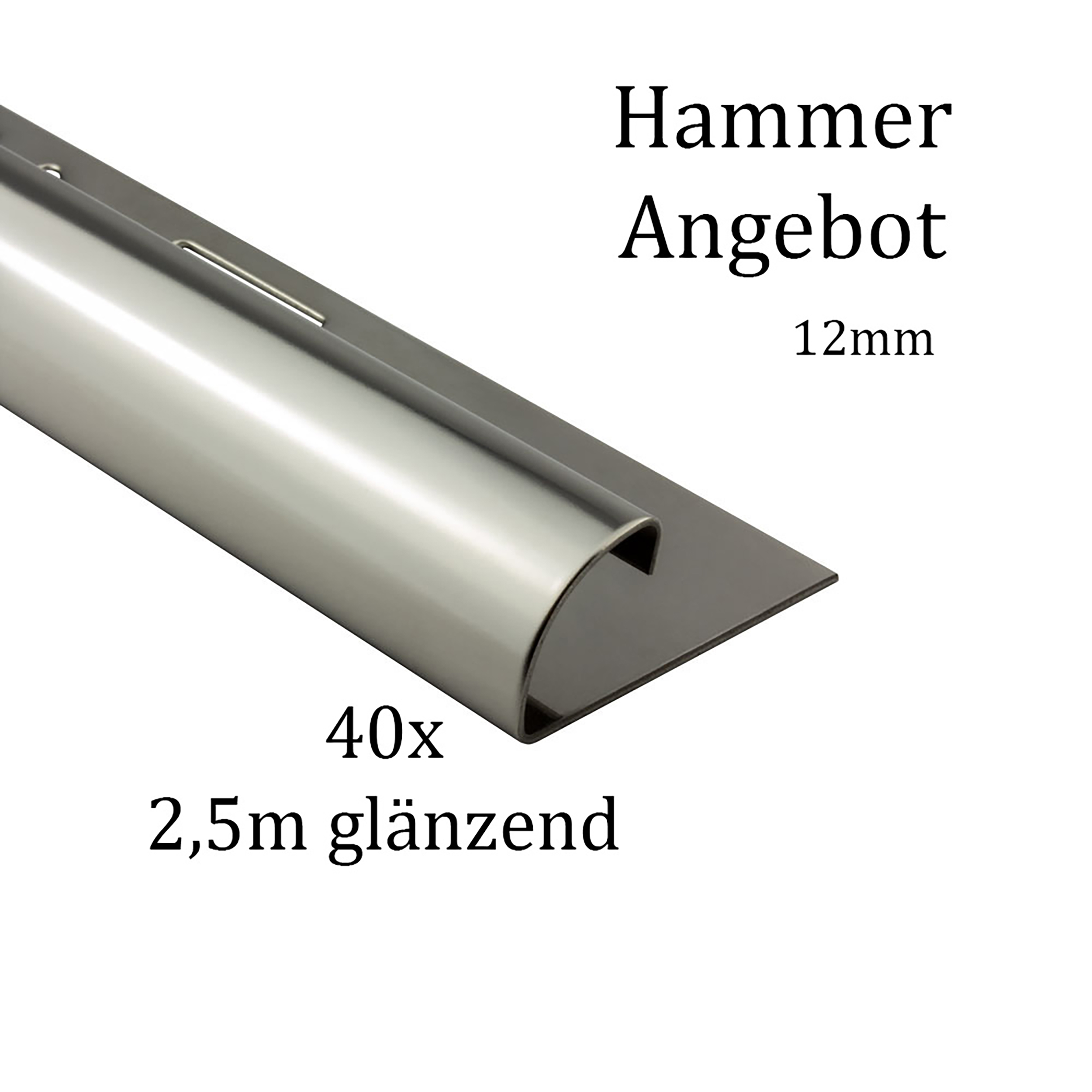 40x Viertelkreis Edelstahlschiene Fliesenschiene Fliesenprofil 12mm glänzend 40x Viertelkreis Edelstahlschiene Fliesenschiene Fliesenprofil 12mm glänzend