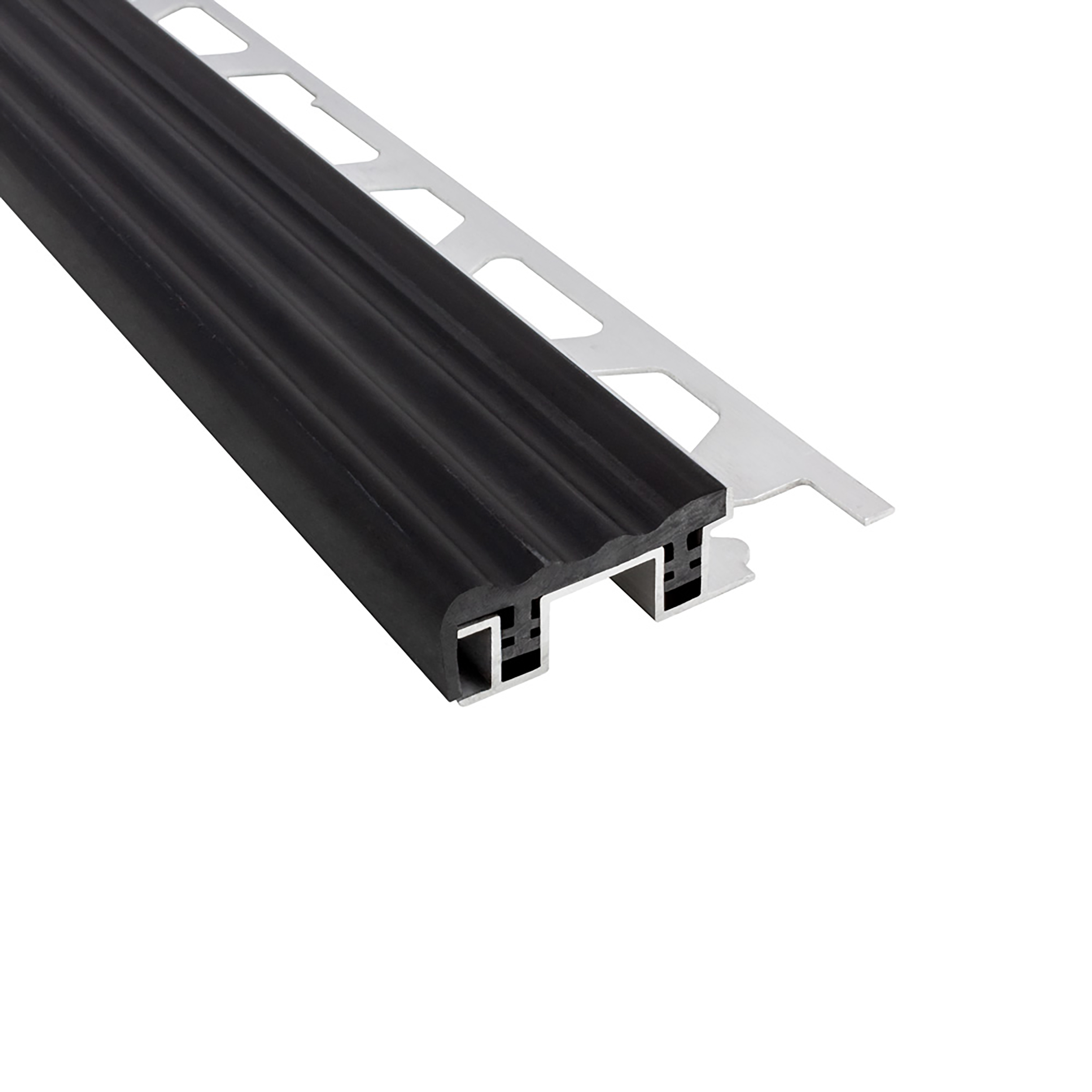 Alu Stufenprofil Fliesenschiene mit 26mm PVC-Einlage L250cm H10mm schwarz