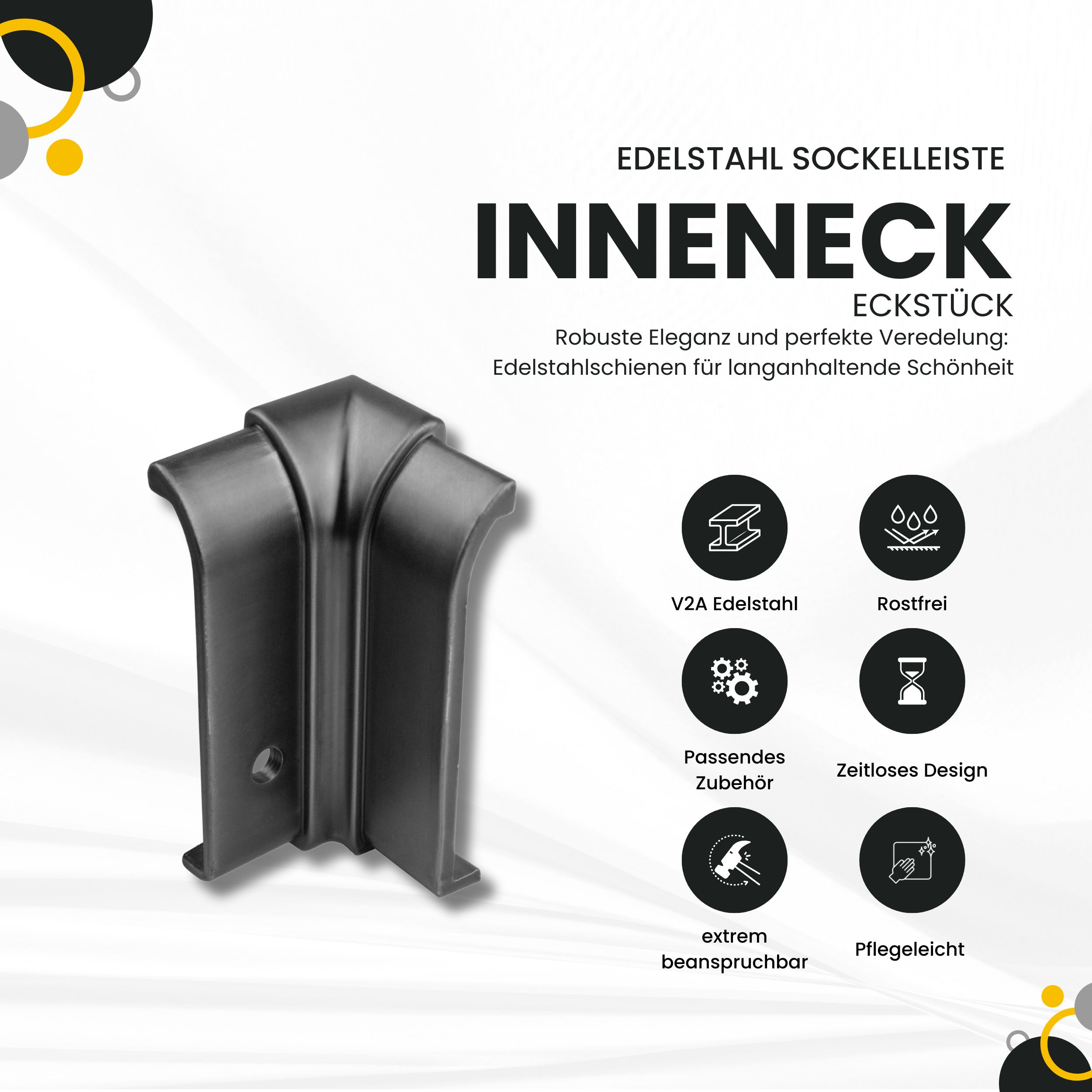 Sockelleiste Edelstahl Fußbodenleisten V2A L250cm 40mm schwarz anthrazit gebürstet Inneneck