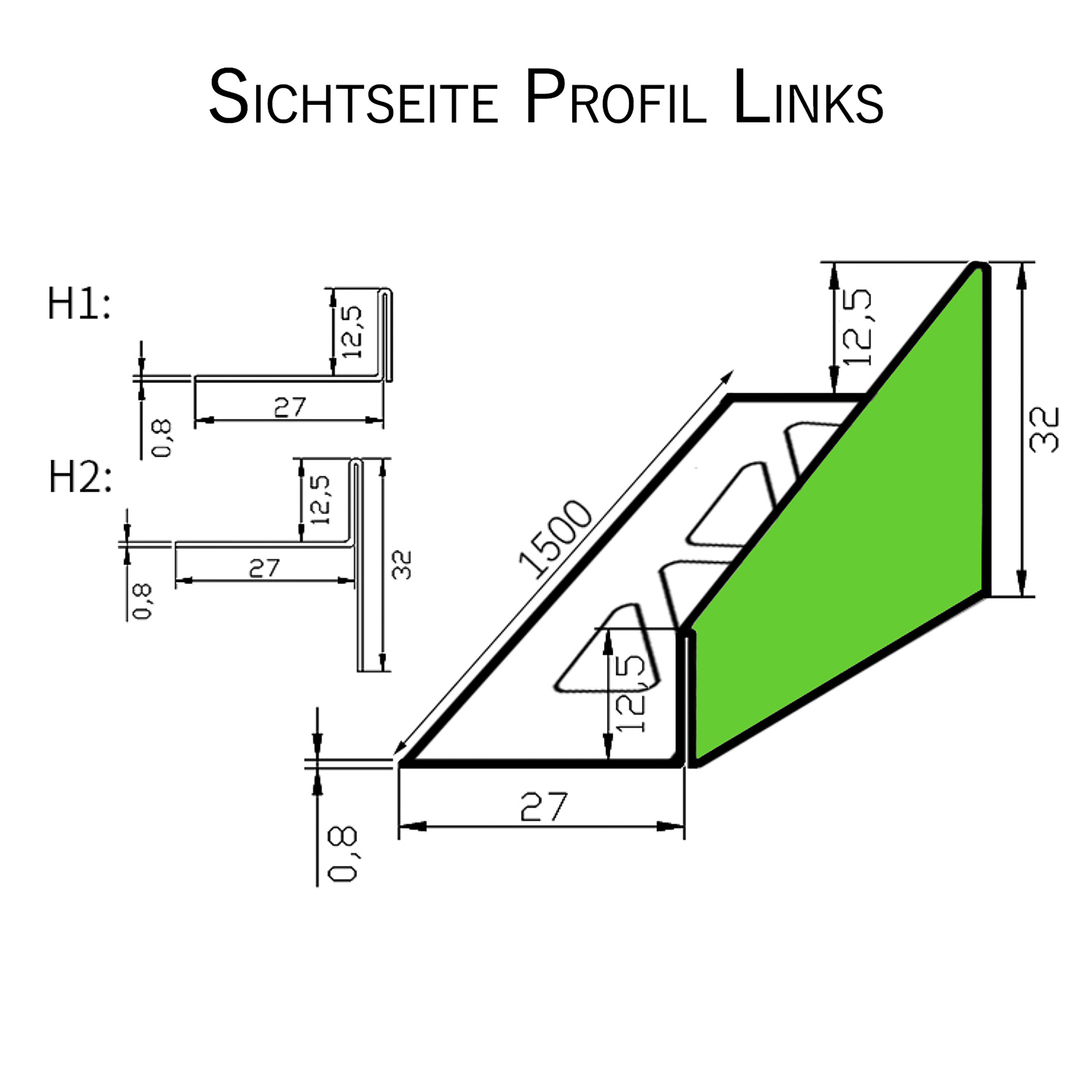 Dusch-, Keil-Profil Gefälleprofil begehbare Dusche gebürstet 12,5mm Links 150cm Dusch-, Keil-Profil Gefälleprofil begehbare Dusche gebürstet 12,5mm Links 150cm