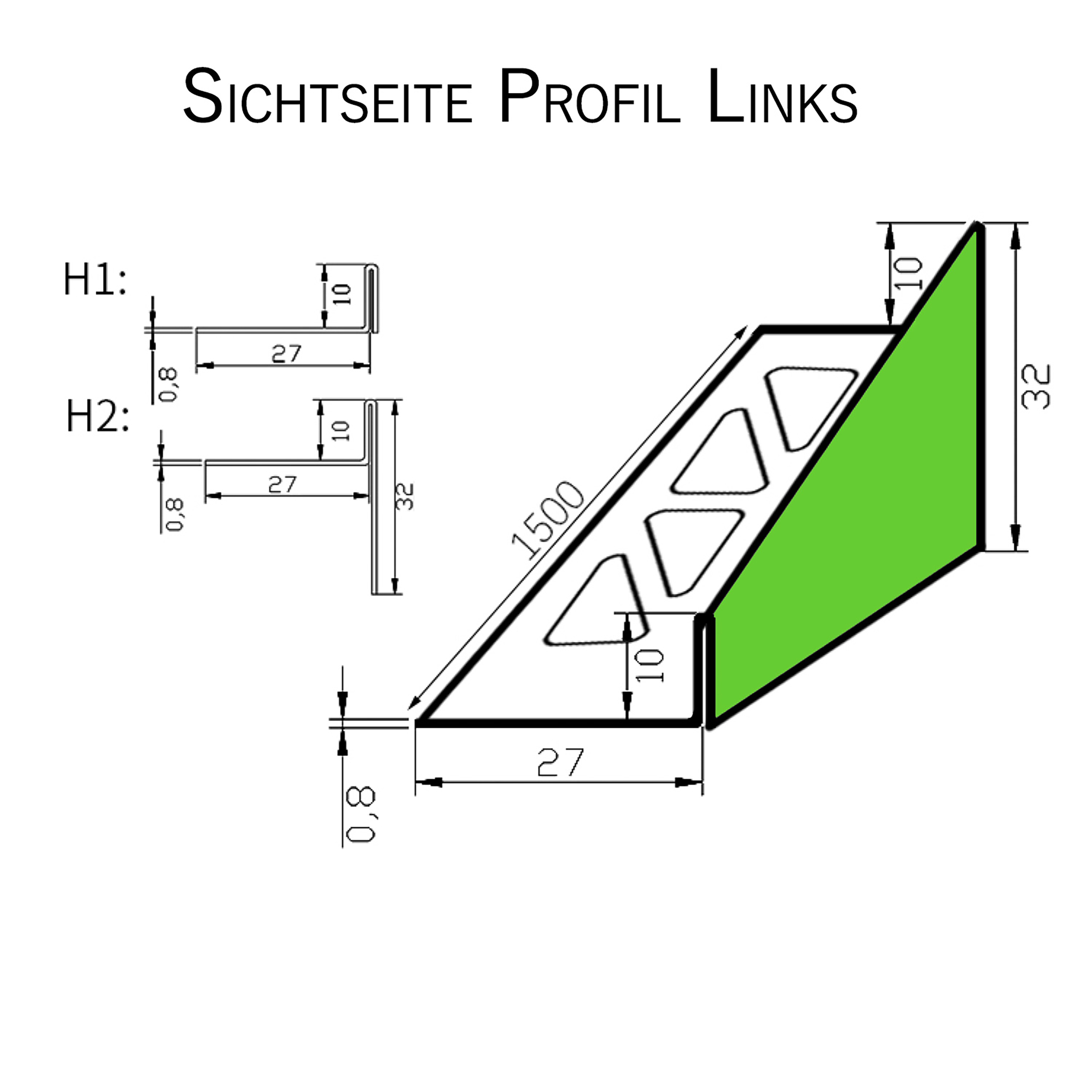 Dusch-, Keil-Profil Gefälleprofil begehbare Dusche gebürstet 10mm Links 150cm Dusch-, Keil-Profil Gefälleprofil begehbare Dusche gebürstet 10mm Links 150cm