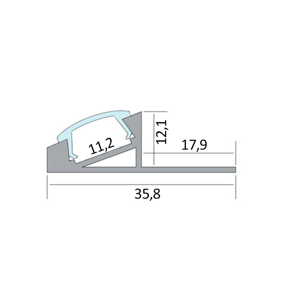 T77 LED Alu Fliesenprofil 12mm silber 30°